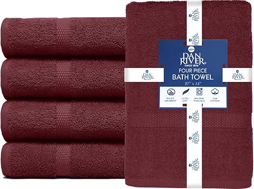 Miniatura 3 de DAN RIVER Juego de 4 toallas de baño, 27 x 54 pulgadas, 100% algodón, más grandes y ligeras, de secado rápido, súper suaves y absorbentes, toallas