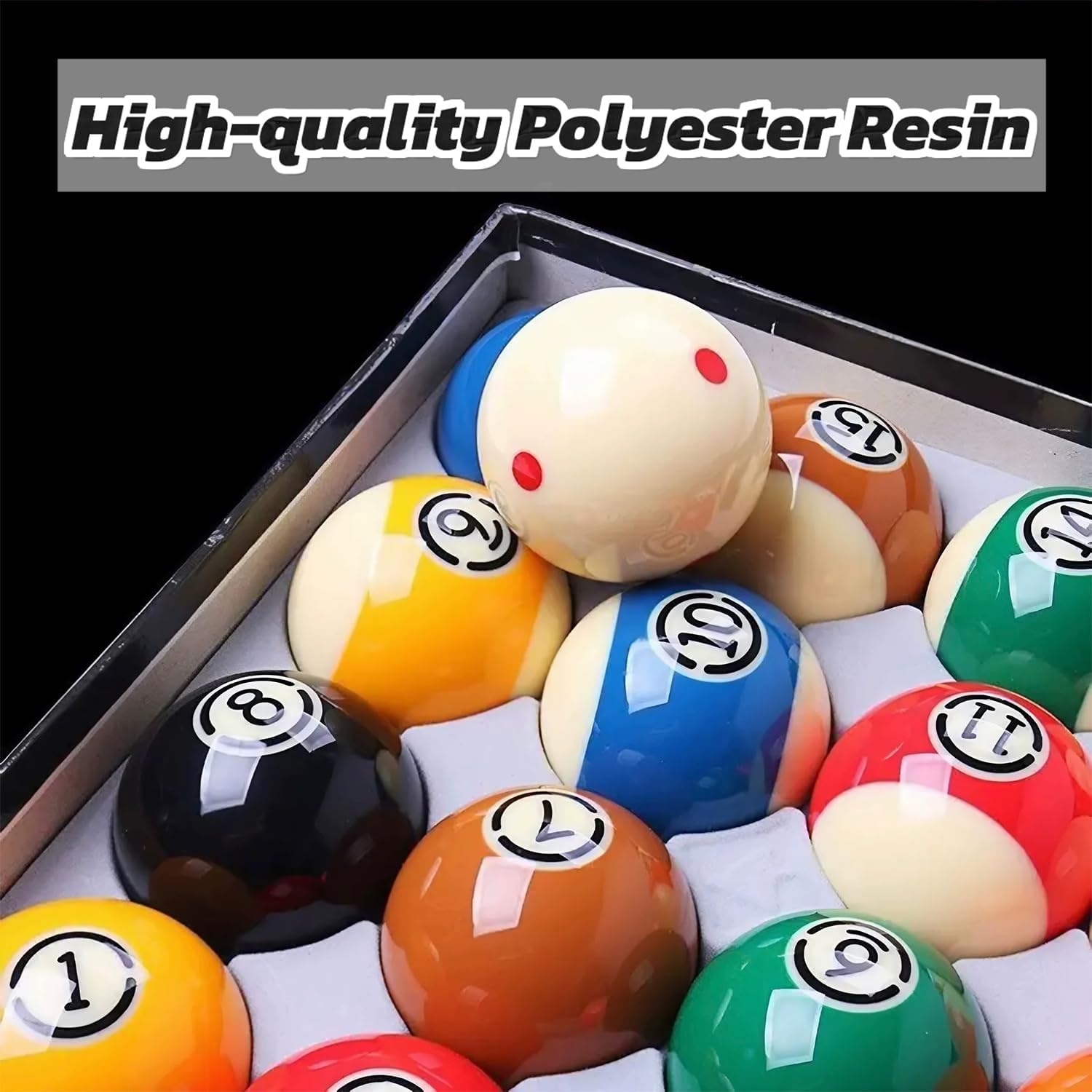 Billiard Balls Standard Set 16 Pool Table Balls 2-1/4 inch Replacement Billiard Cue Ball Set Professional Pool Table Accessories