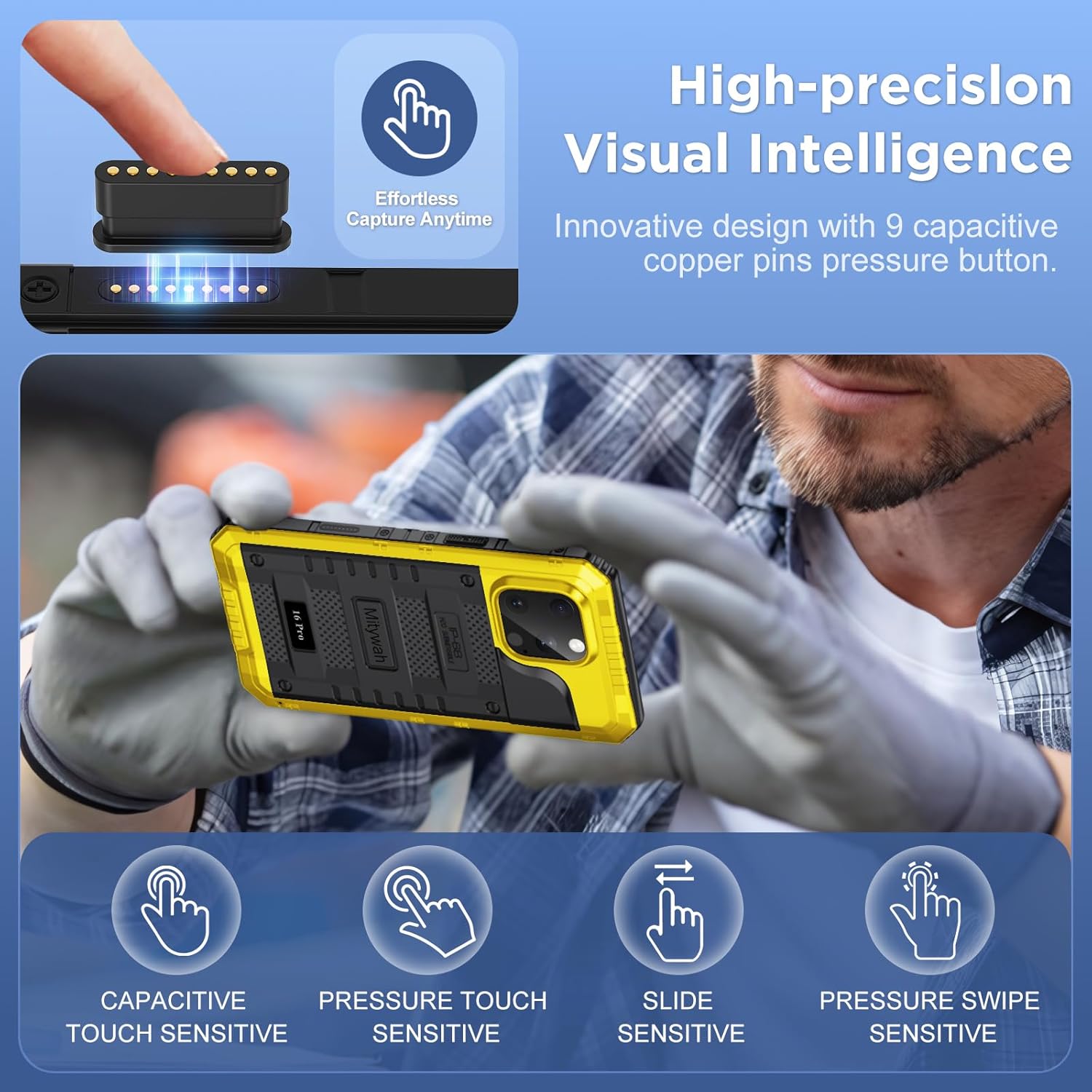 Mitywah Waterproof Case for iPhone 16 Pro, Shockproof Heavy Duty Case with Built-in Screen Protector, Underwater Full Body Protective Metal Case 6.3 inch, Yellow - Image 7