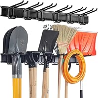 Aking Ace Heavy Duty Garage Tool Organizer Wall Mount - 48" Storage Rack, 6 Adjustable Double Hooks, 350lbs Capacity for Garden Shed Tools