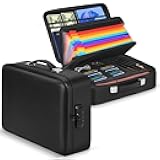 Fireproof Document Box with Combination Lock, Waterproof, Used for Storing Important Files, Certificates, Passport, Portable Travel Safe Hard Case Document Organizer (Black)