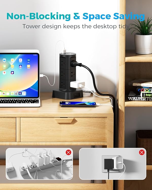 Charging Station Tower, Power Strips with Surge Protection, Flat Plug by Mifaso - Used condition - Image 4