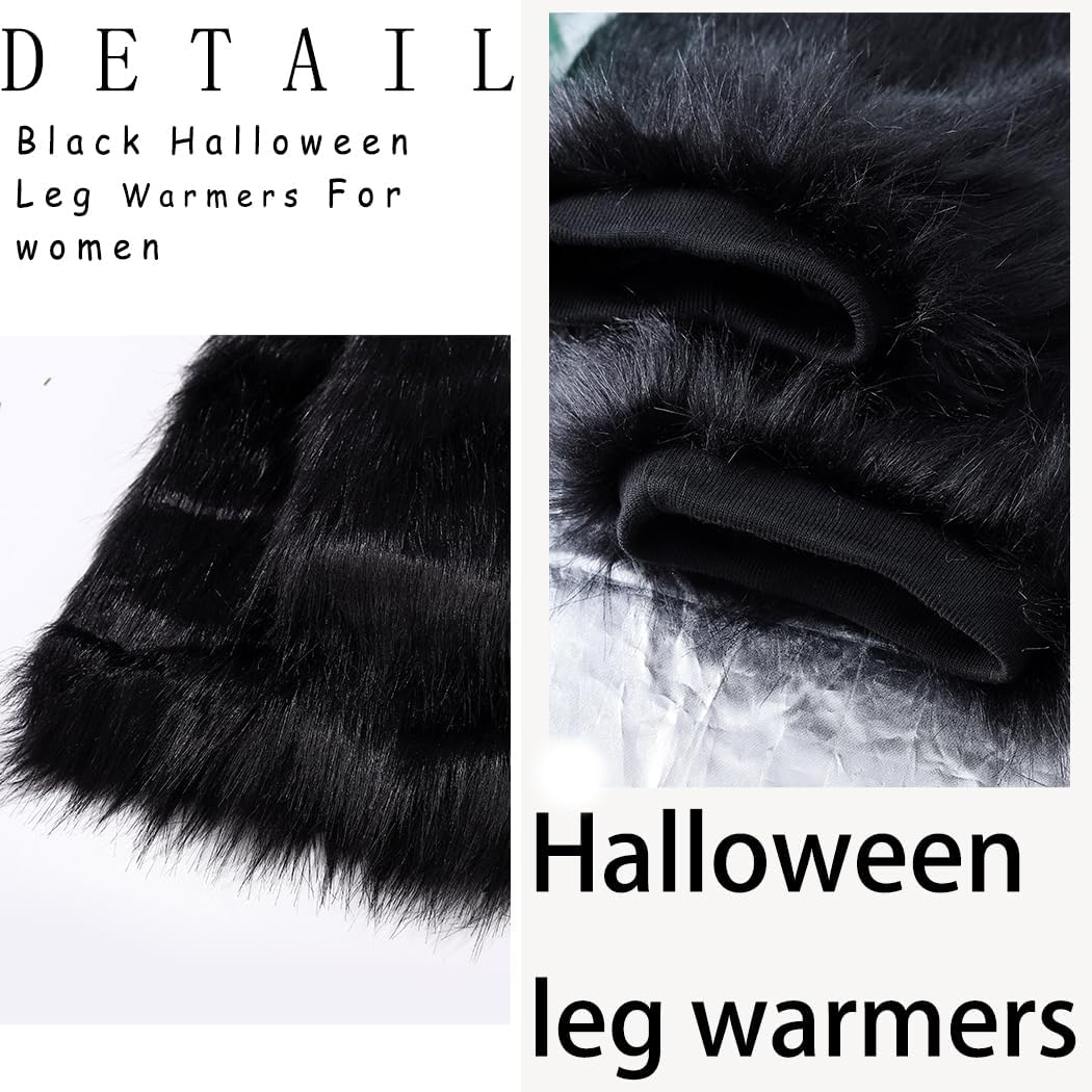 Black Leg Warmers Women's Fuzzy Leg Warmers Soft Fluffy Long Leg Warmer Dance Hosiery Long Boots Cover Shoes for Women