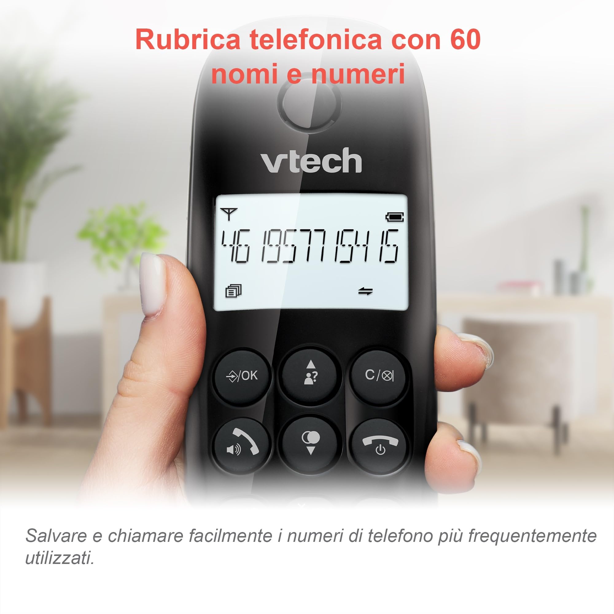 VTech CS1450 Telefono cordless DECT con segreteria telefonica, funzione vivavoce, blocco chiamate, identificazione chiamante/funzione di chiamata in attesa, display retroilluminato, modalità ECO