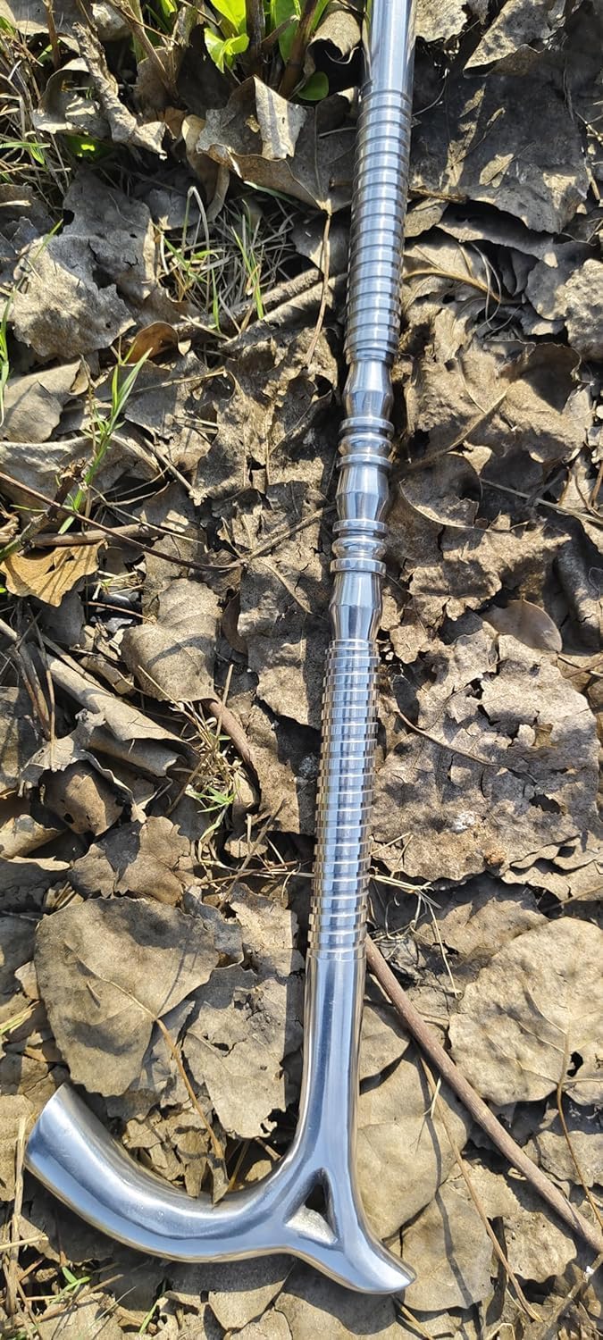 Tactical Walking Cane, V Handle, Aluminum, Steampunk Design