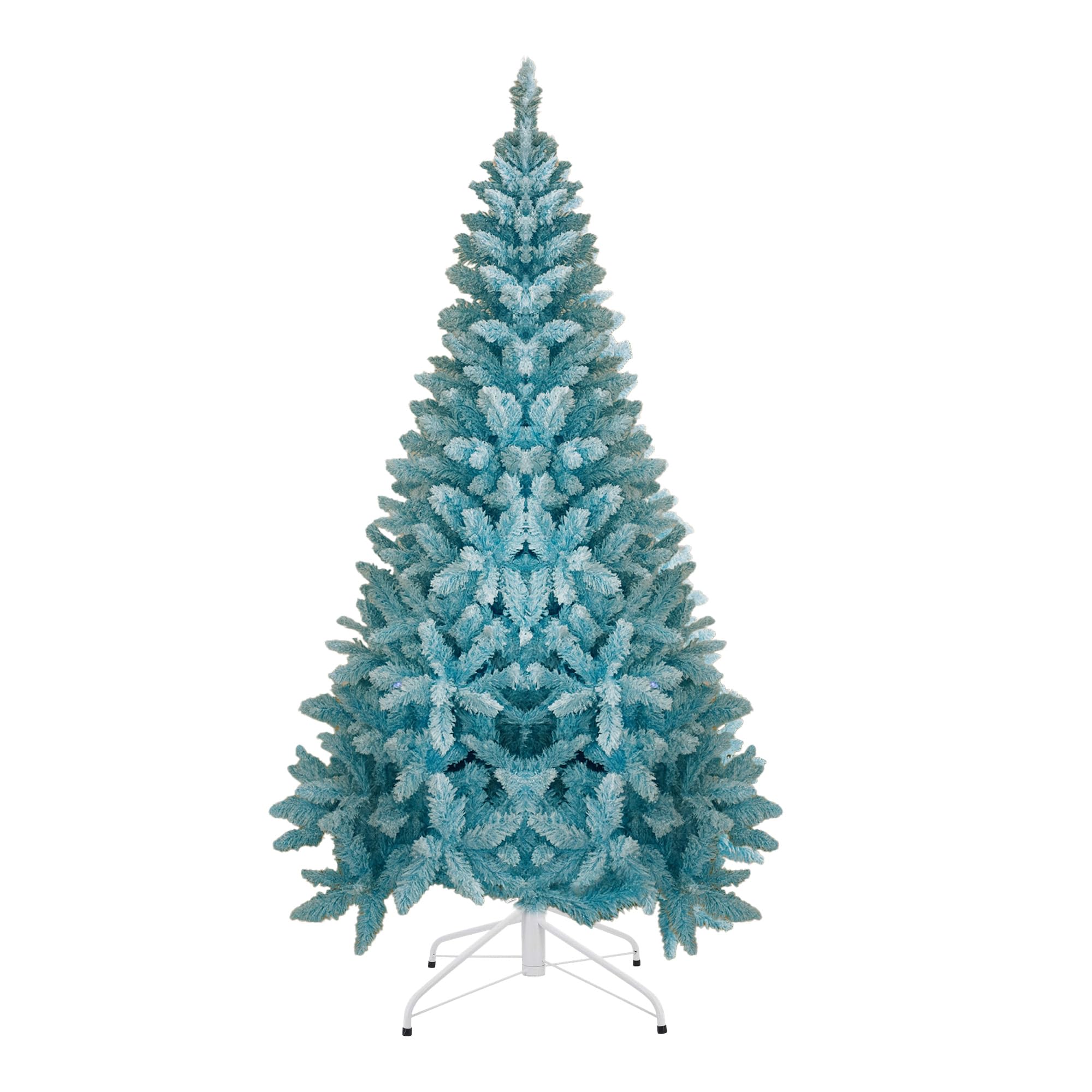 Shatchi Blue 8Ft Flocked Christmas Tree Snow Dusted Artificial Pine Foldable Metal Stand 1396 Tips Hinged Branches Snowy Bushy Luxury Holiday Home Decoration