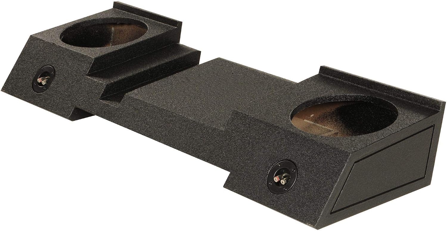 QPower Dual 10in Underseat Downfire Subwoofer Enclosure, Q-Bomb Sealed Sub Box Compatible with GMC and Chevy Avalanche, All Years