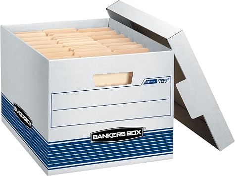 Bankers Box 12-Pack Medium Duty File Storage Boxes with Lids, FastFold Assembly, Letter/Legal, STOR/FILE, (00789)