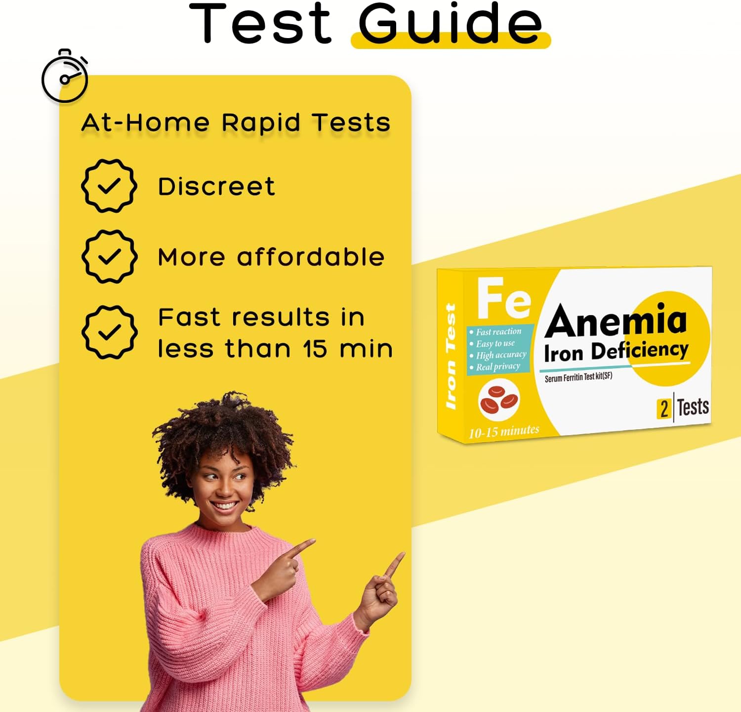 Iron Deficiency at Home Test Kit – 2 - Pack, Anemia Iron Test Kit, for Quick Response and Accurate Results. Suitable for Both.