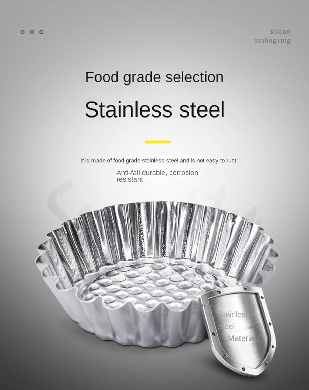 Stainless steel egg tart mold, multifunctional egg tart mold, small cake mold, DIY dessert mold, jelly, pudding, cake mold mediumsize(upperbottom8*lowerbottom4,5)