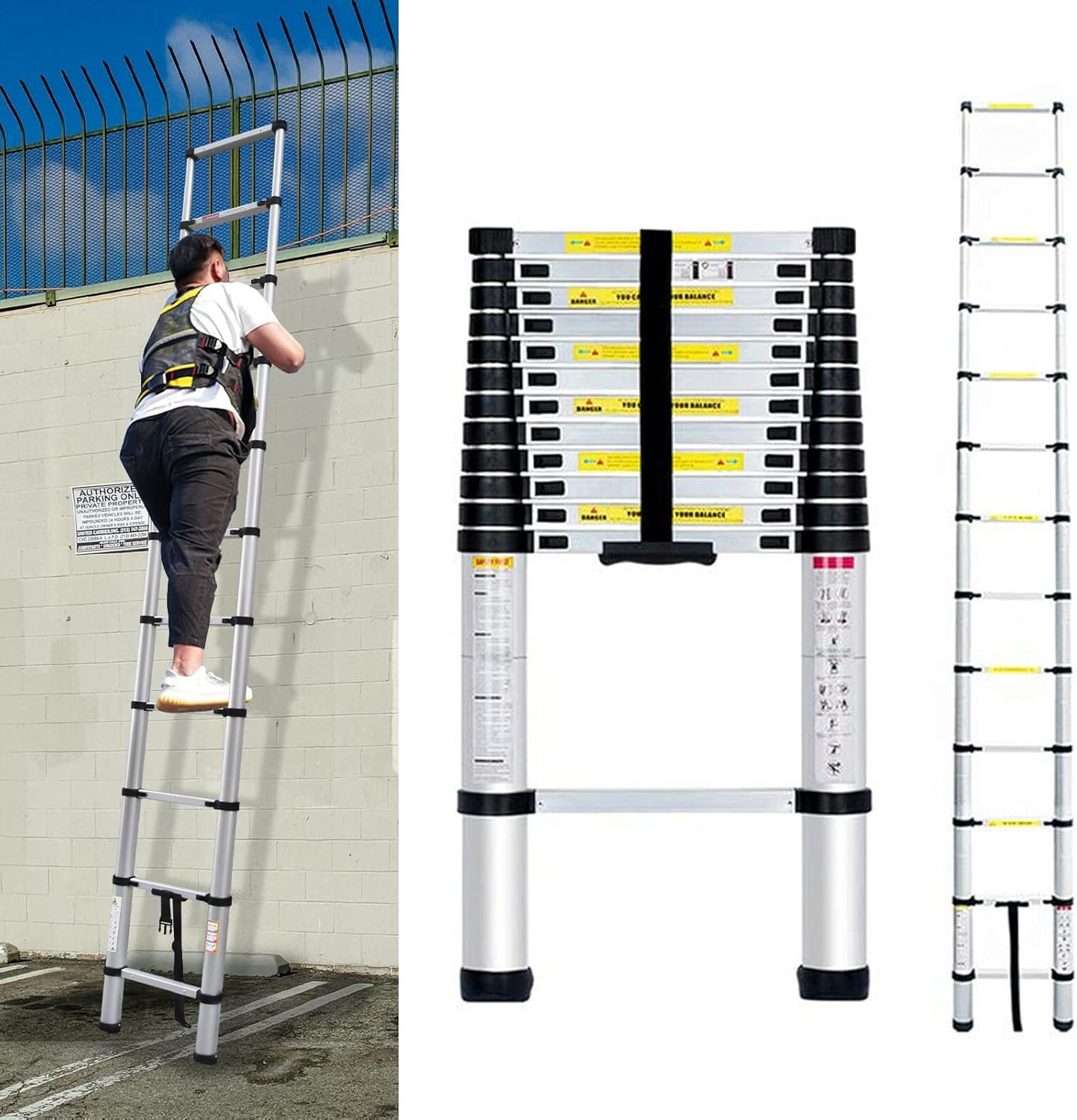 Aluminum Telescoping Ladder 16.4 FT, 5M Telescopic Ladder with NonSlip