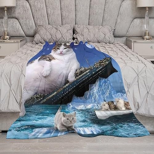 Miniatura 7 de Manta de franela suave The Titanic Sinking Fat Cats para cama y sofá (50 x 60 pulgadas)