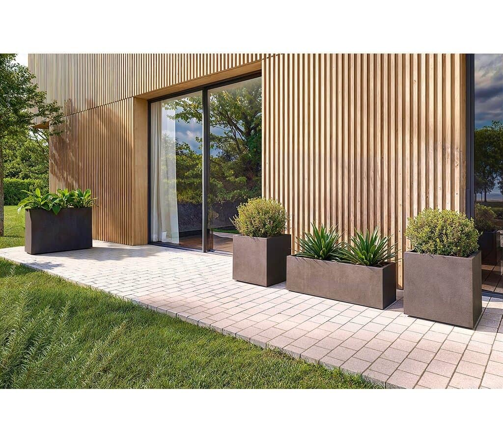 Garden Center Shop | Artevasi Jardinera Sydney Alta 80 cm | Macetero Alto Decorativo | Doble Pared con Drenaje | Ideal Interior y Exterior | Diseño Moderno y Resistente (Taupe)