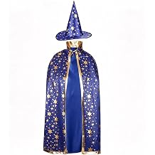 2Pcs Adult Wizard Costume Set, Wizard Cape and Witch Hat Halloween Cloak