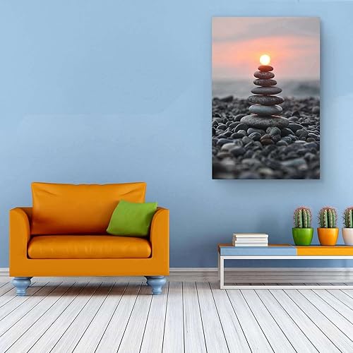 Miniatura 3 de Glass Wall Art Startonight - Decoración acrílica Zen Stones and Sun, obra de arte de 24 x 36 pulgadas