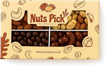 Chocolate Nuts Gift Box – Luxury Assortment of Coated Nuts | Premium Nuts Coated in Milk, White, Dark Chocolate