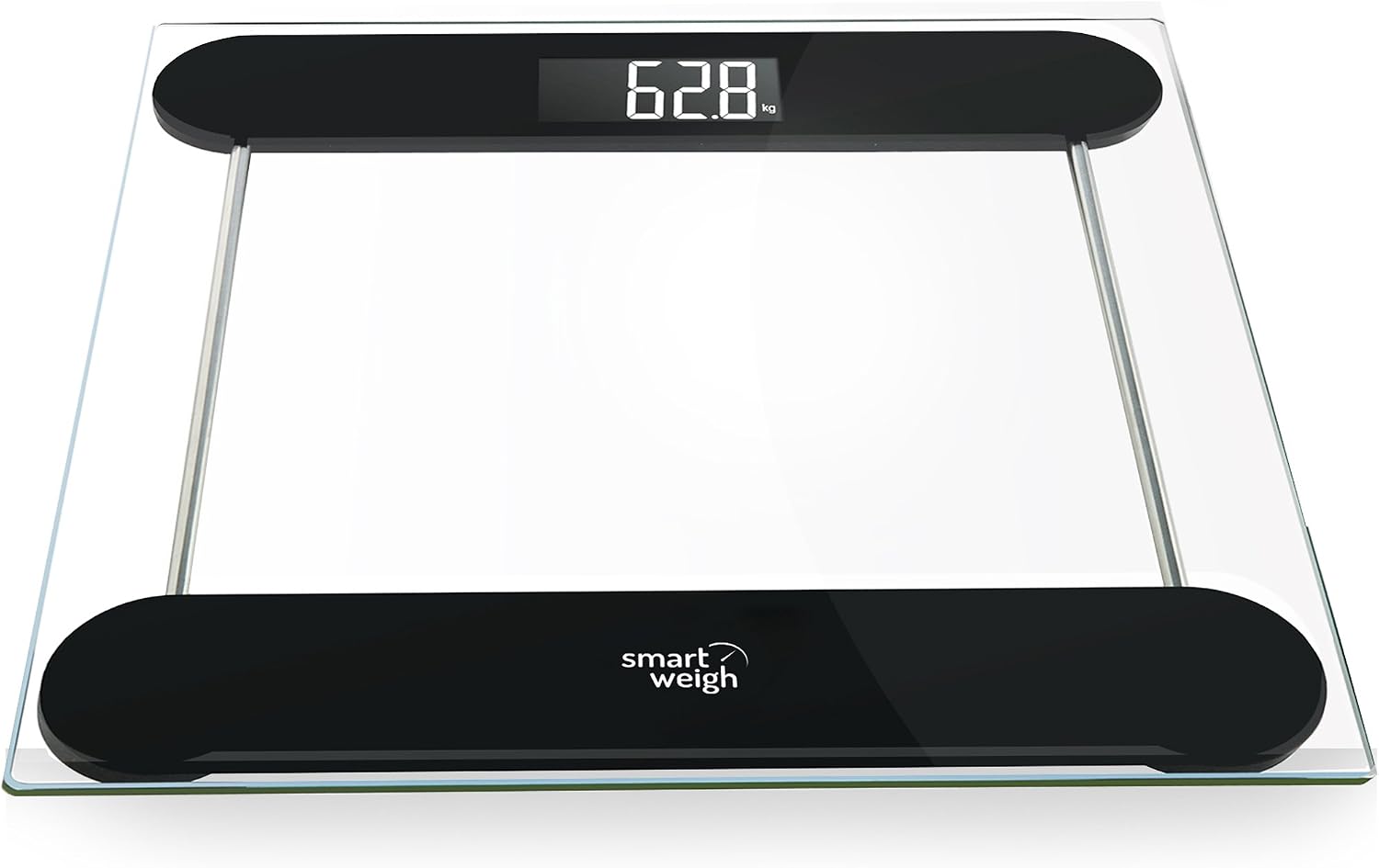 Smart Weigh DVS150 Digital Vanity/Bathroom Scale 330lbs x 0.2lbs with Tempered Glass Platform - Black