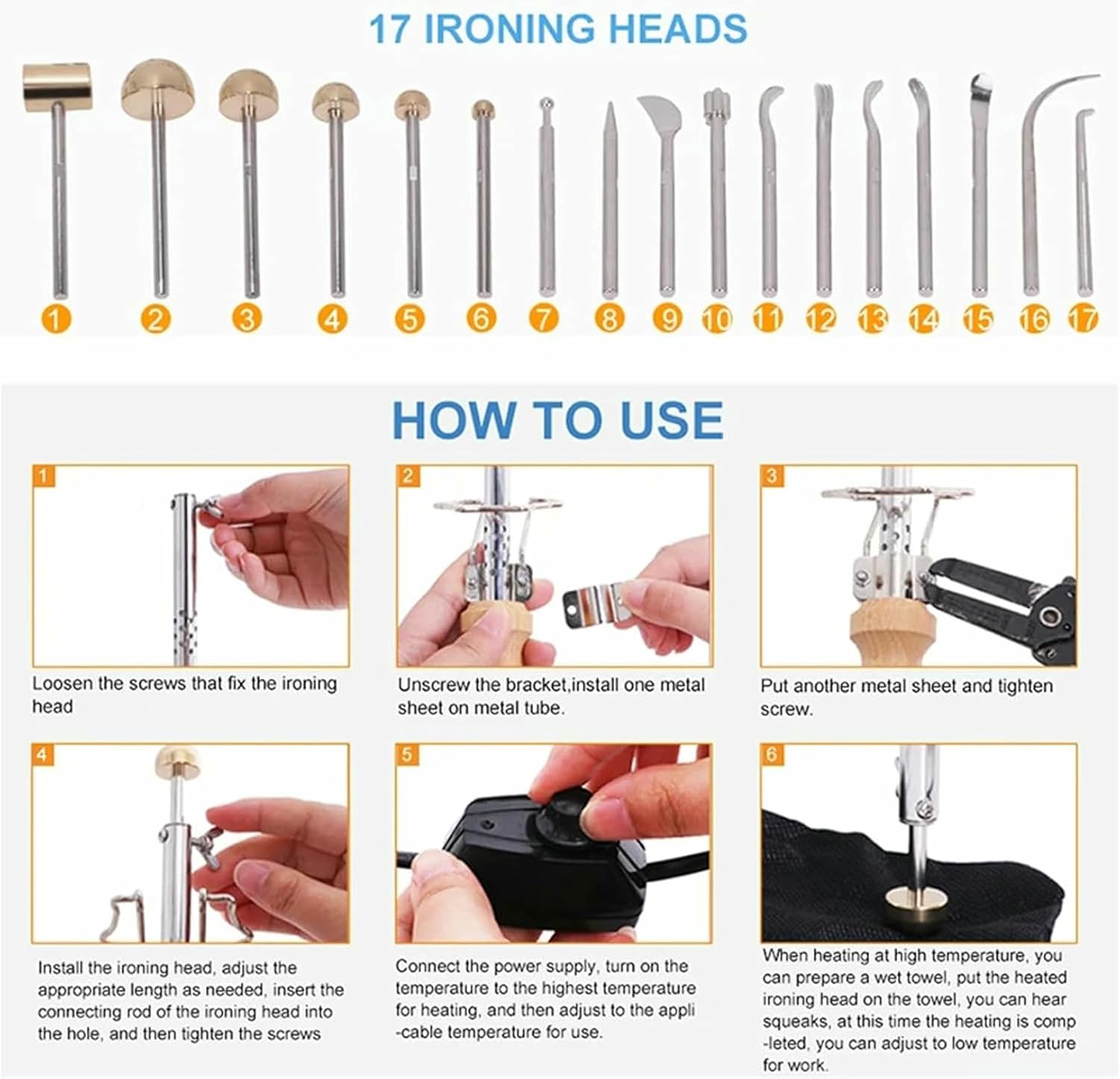 Electric Fabric Flower Making Tools Kit with 17 Heads Fake Flower Making Soldering Iron DIY Silk Flower Making Tools Set~/