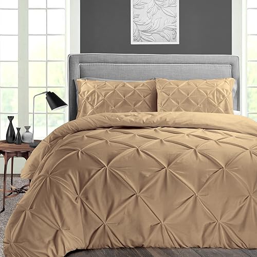 Banke Bihari - Funda de edredón de 1000 hilos con 2 fundas de almohada tamaño Super King Plus Plus diseño de pellizcos cierre de cremallera lazos en