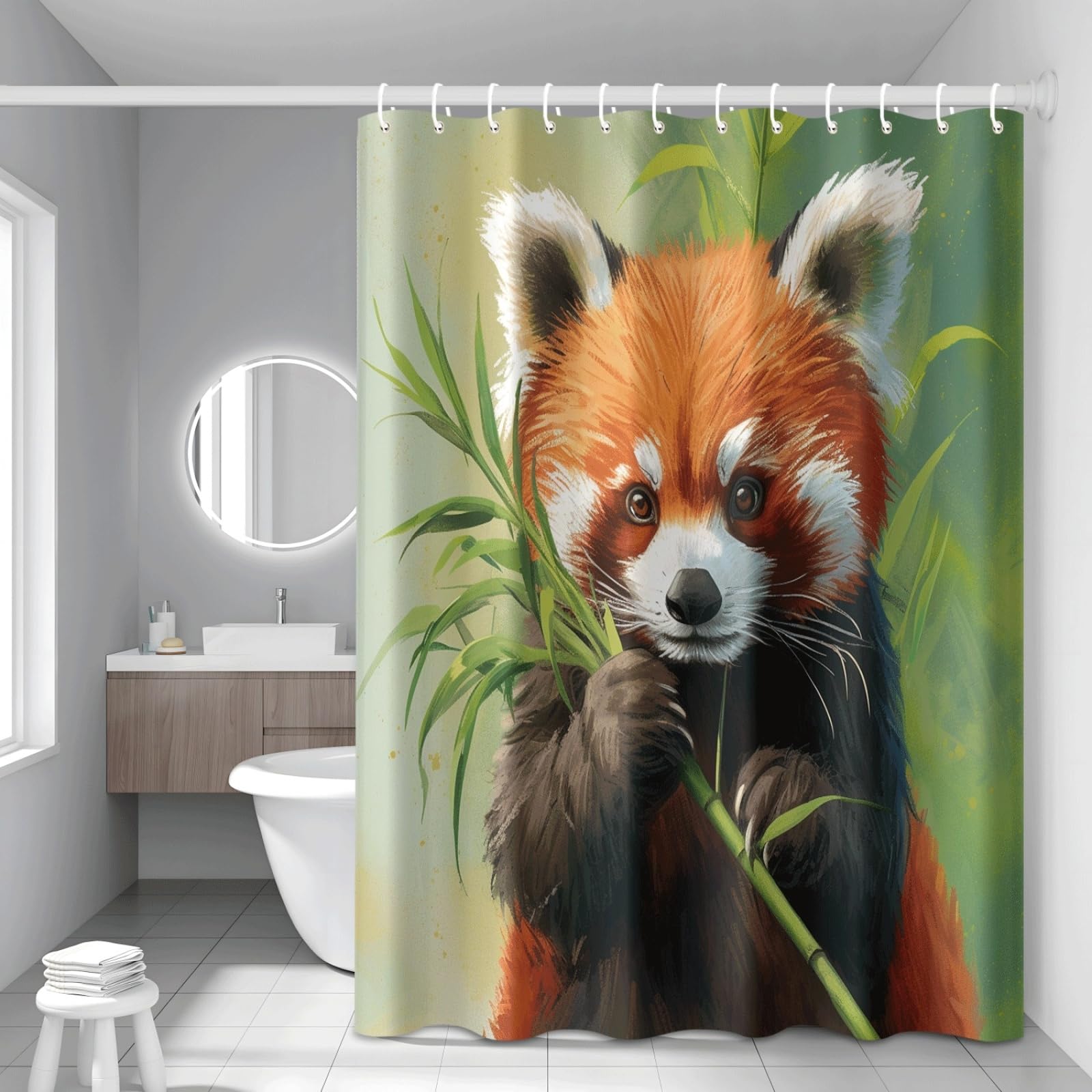 Tenda Doccia Carini Animali Arancioni Tenda Doccia Antimuffa Impermeabile Poliestere Lavabile con 12 Ganci Facile da Installare Tende Finestra Bagno per Dormitorio Hotel(180x220cm)