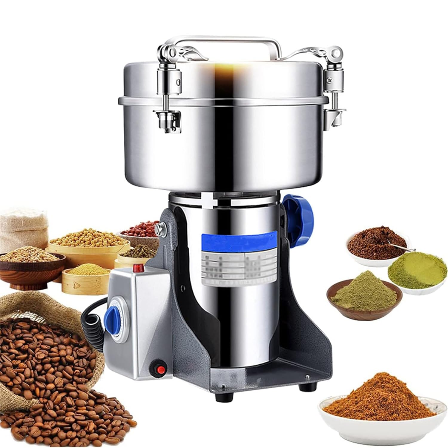 Electric Grain Grinder,800g/2500g Grains Spices Hebals Cereals Coffee Dry Food Grinder Mill Grinding Machine with Overload Protection& 5min Timer Mill,for Dry Spice Herbs/Nut/Coffee/Rice(2500g)