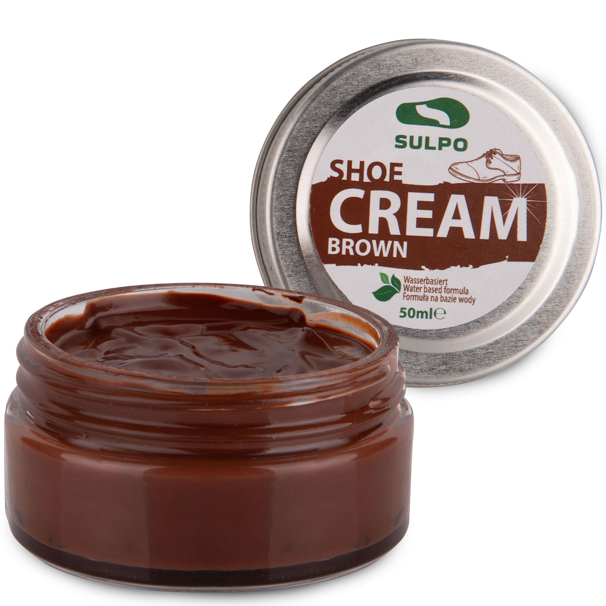 SULPO crema zapatos negro - betun para zapatos - crema zapatos cuero - con base de agua- acondicionador de cuero - crema limpiadora zapatillas - 50 ml