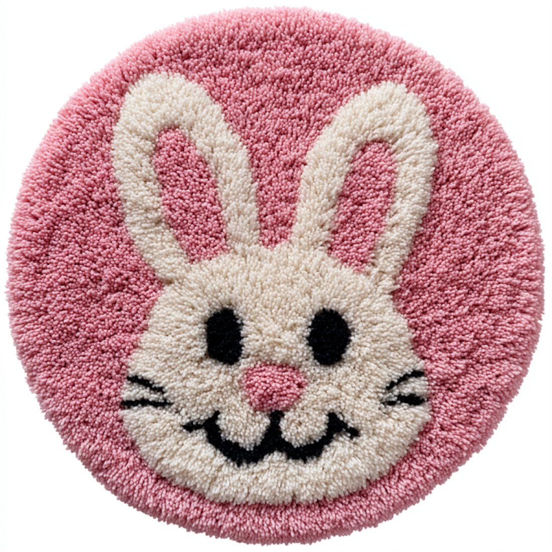 Rqwybcaxn G Diy Latch Hook Ru Makin Kits For Beginners Animal Embroidery Set Cartoon Rabbit 60X60cm Round Washable Area Ru Bedroom Wall Hangin