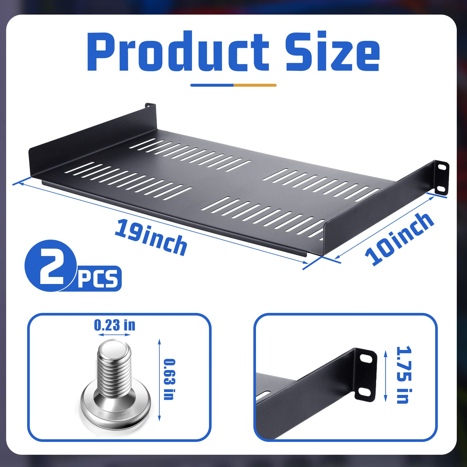 Wavenet – 2U Server Rack Shelf - Universal Vented Rack Mount Cantilever Tray For 19" Network Equipment Rack & Cabinet, Weight Capacity 50lbs, 10" Deep - View #3