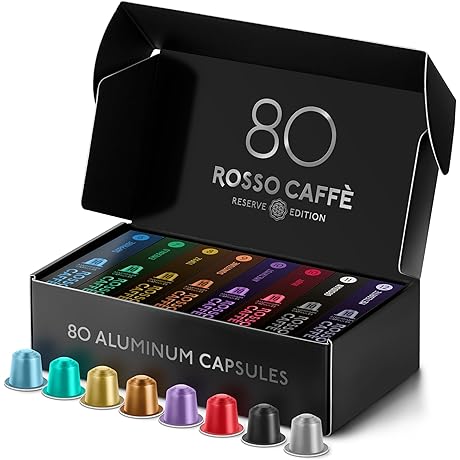 ROSSO CAFFE Nespresso Compatible Coffee Pods: Reserve Variety Pack (80 Count)
