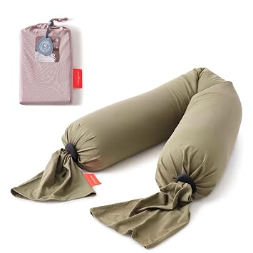 bbhugme Adjustable Pregnancy Pillow with Dusty Olive Cover & Extra Dusty Pink Cover - Full Body Support for Pregnant Women