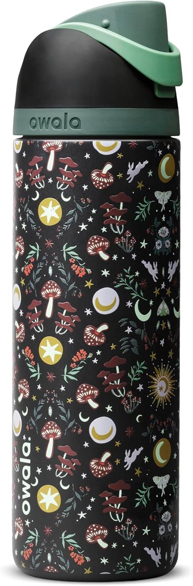 Owala FreeSip Botella de agua de acero inoxidable 24 oz Wild Whimsy | Aislamiento de triple capa | Tapa a prueba de fugas | Sin BPA, plomo y ftalatos | Boquilla 2 en 1
