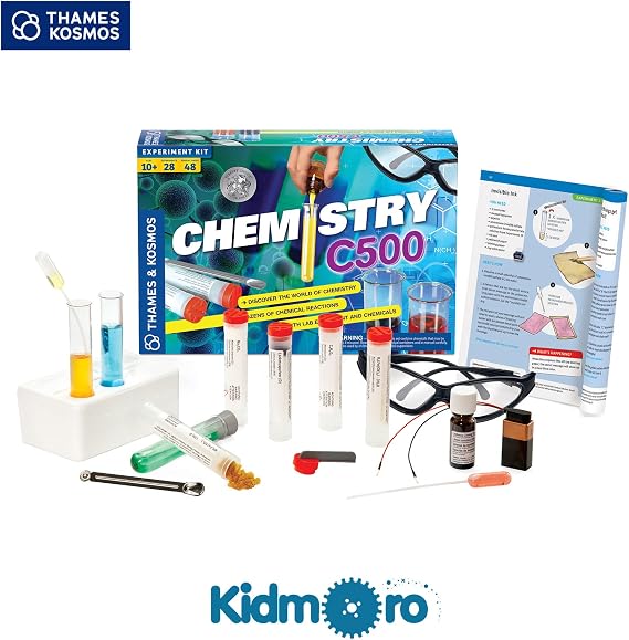Thames & Kosmos Chemistry Chem C500 Science Kit with 28 Guided Experiments 48 Page Science Guide Parents Choice Silver Award Winner, 13.1 L x 2.6 W x 8.9 H