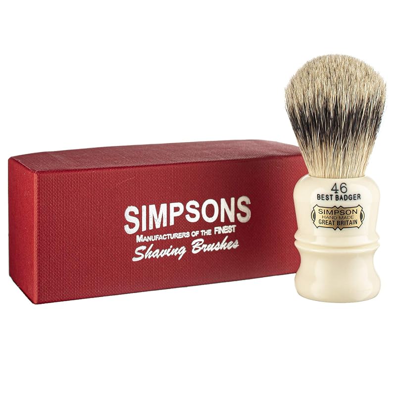 Simpson Berkeley 46 Best Badger Pincel de Barbear Artesanal com Cabo em Marfim Falso