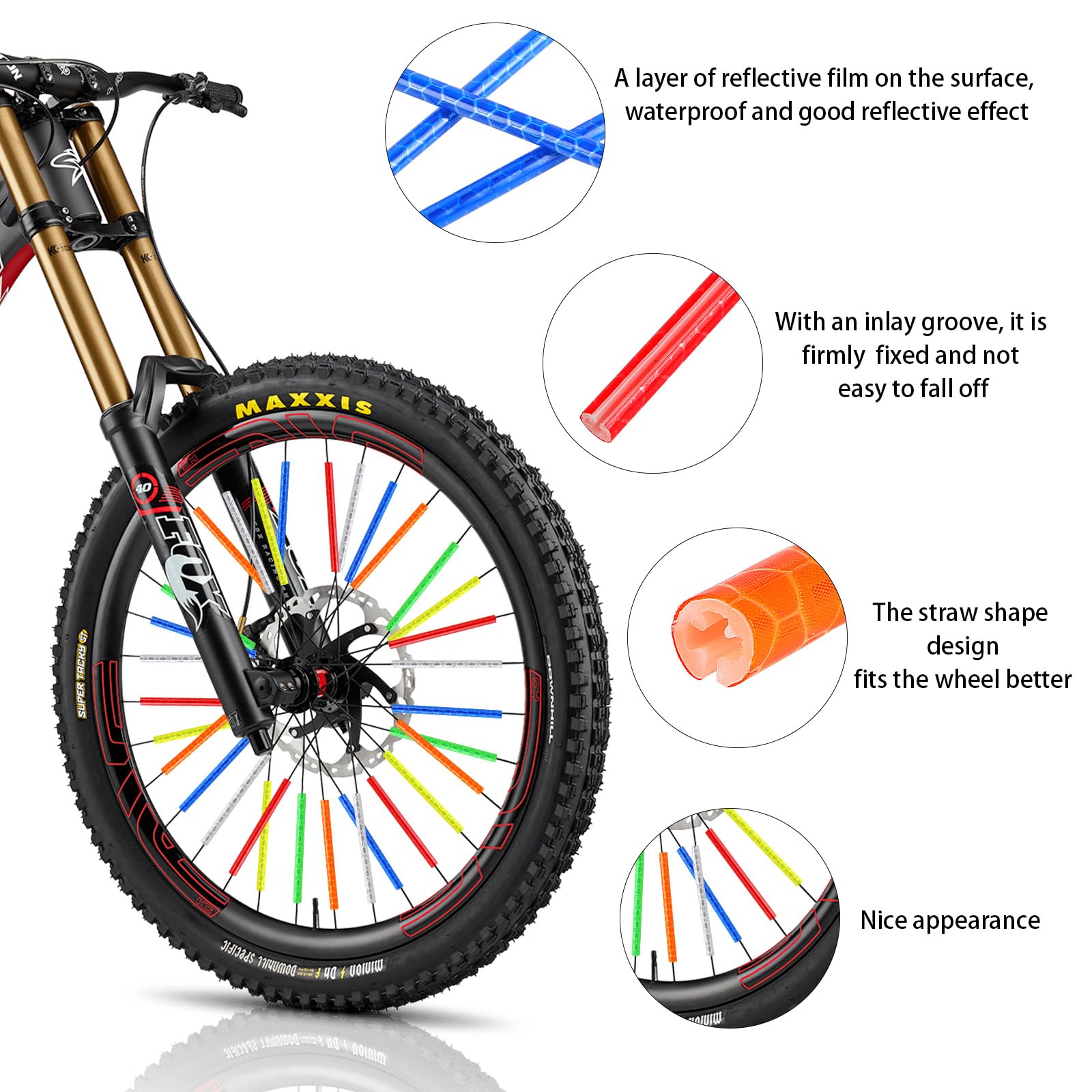 36Pcs Impermeabili Biciclette Riflettenti Clip Di Ricambio Raggi Della