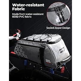 KEMIMOTO Rear Bike Rack Bag, 8L Full Reflective PVC Water Resistant Bicycle Trunk for Road and Mountain Bikes, Ebike Rack Bag with Side Pockets for Cycling Travel Commute