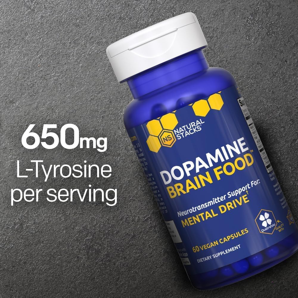 NATURAL STACKS Dopamine Brain Food - 650mg L-Tyrosine Supplement - Dopamine Supplement for Focus & Mental Drive - Supports Mental Energy - Neurotransmitter Support with B Vitamins - 120 Capsules - Image 5