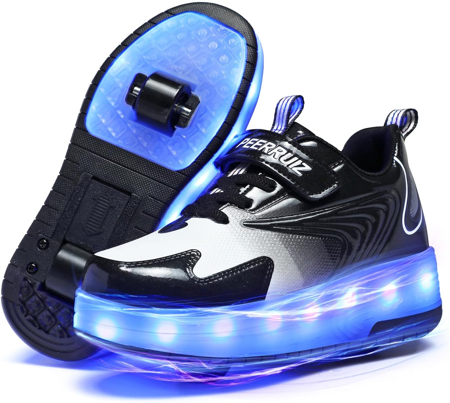Kids Shoes with Wheels - 4 in 1 Light-Up Roller Shoes with USB Rechargeable LED Sneakers for School Christmas Party Gifts