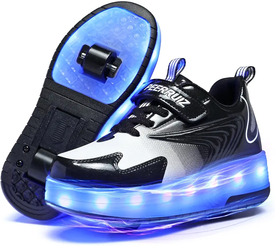 Tênis infantil com rodas – 4 em 1 Light-Up Roller Shoes com LED recarregável por USB para presentes de festa de Natal na escola