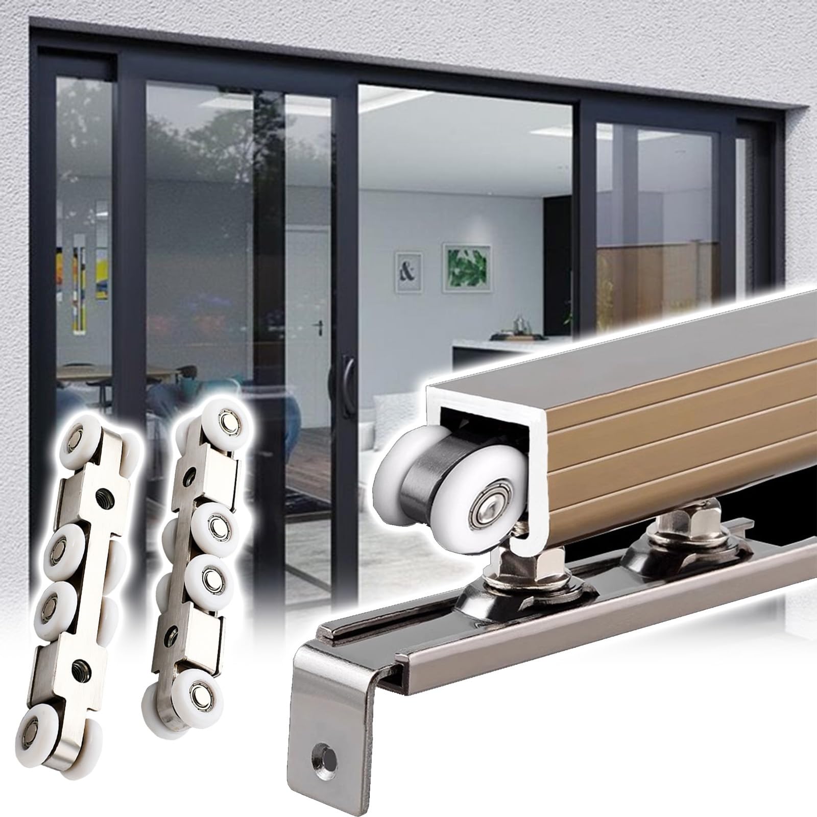 Guía para puertas correderas ocultas con raíl de puerta corredera doble de 152cm