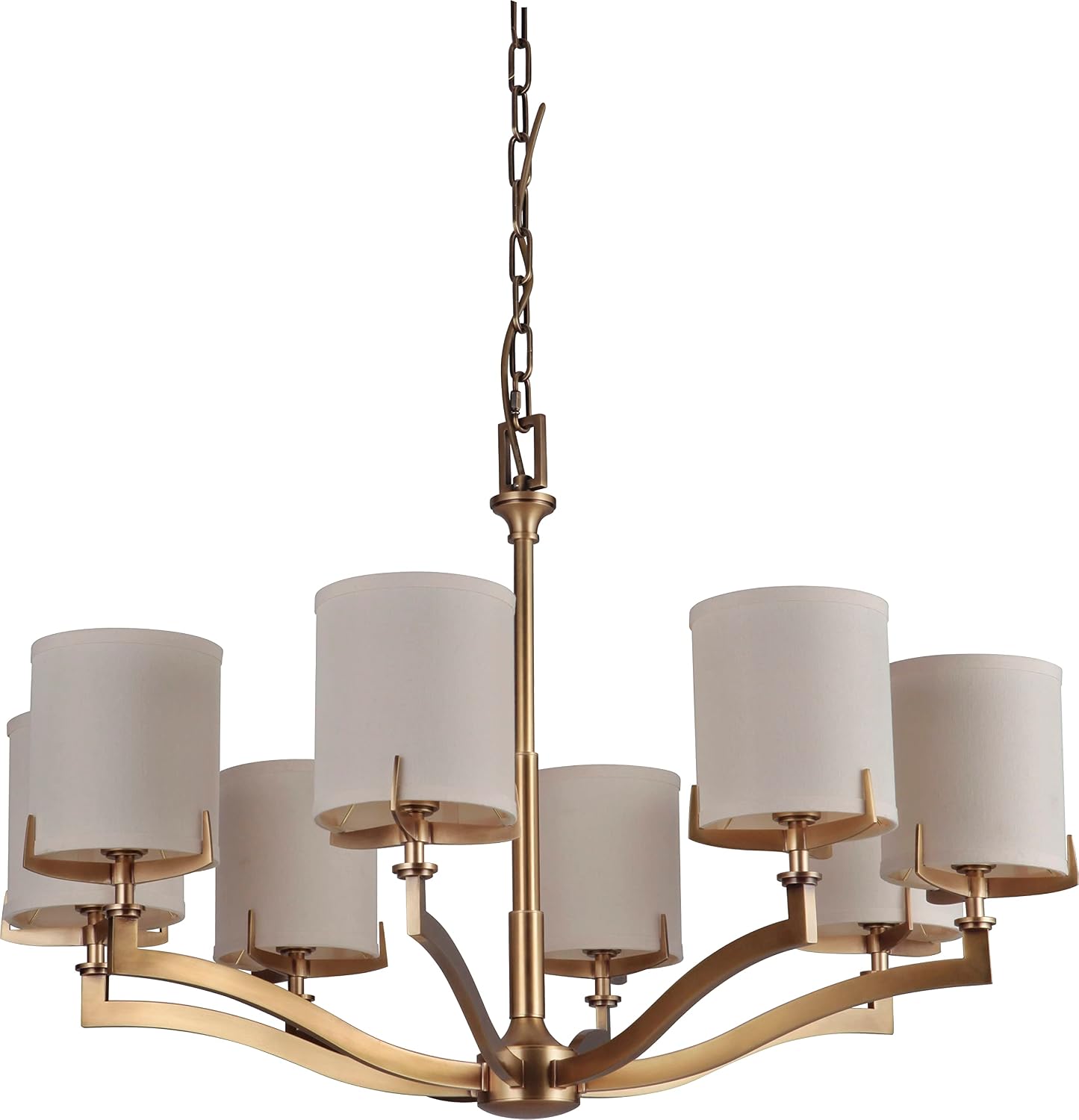 Craftmade 48328-VB Devlyn Fabric Chandelier Lighting, 8-Light, 480 Watts, Vintage Brass (34"W x 22"H)