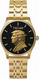 President Donald Trump Classic America First Promise Tribute Art Solid Brass Patriotic USA Watch. Collector's Edition for Christmas. Heavy Gold Bracelet.