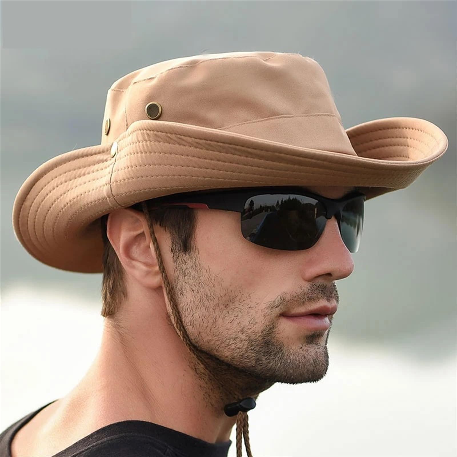 cappello pescatore uomo Cappello da pescatore for uomo Estate Pesca all'aperto Escursionismo Parasole Cappello da sole Cappello da pescatore Cappello da uomo pieghevole con protezione UV(Black)