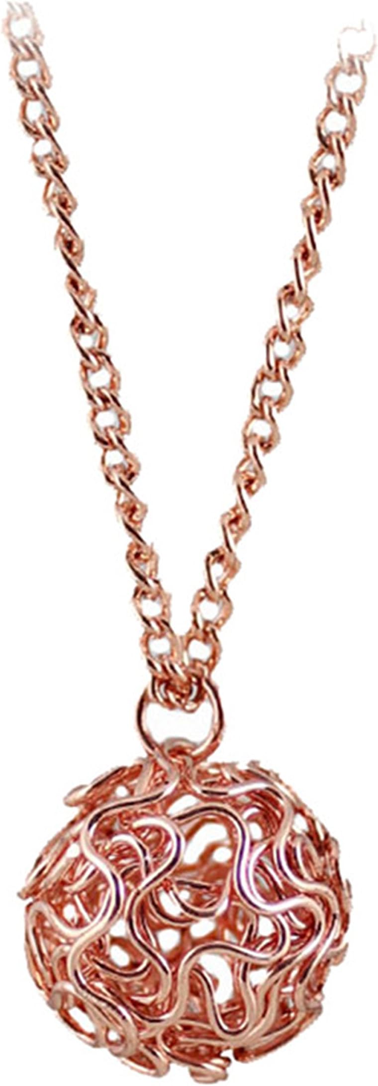 Rose Gold Nest Ball Alloy Pendant Long Necklace 94cm - NL183