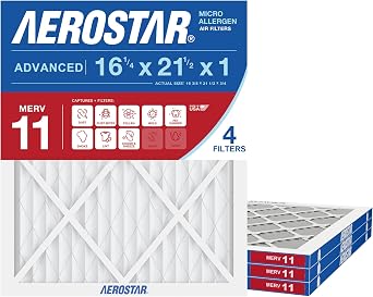 Aerostar Air Filter 16 1/4 x 21 1/2 x 1 MERV 11 Furnace Filter, 6 Pack