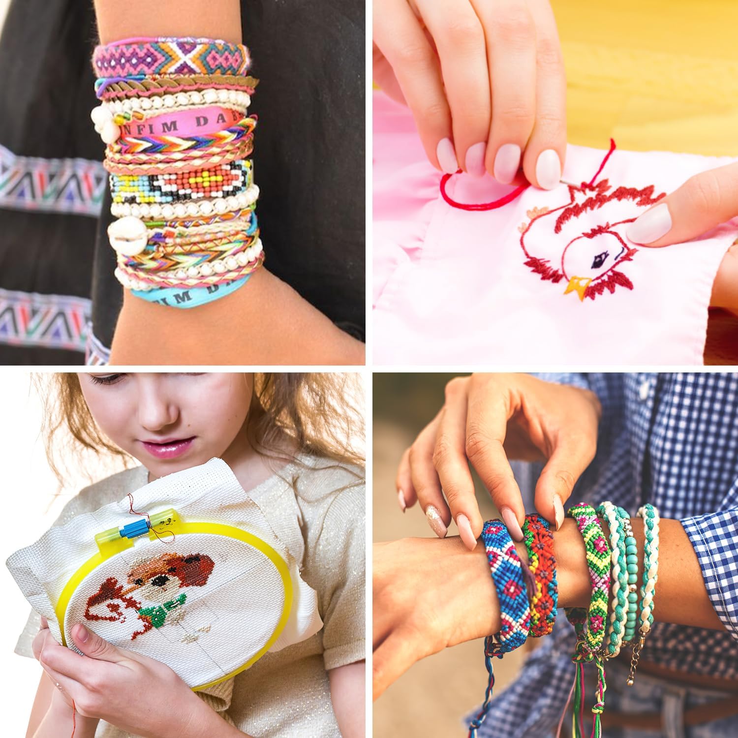 VICOVI 1080 Pack Embroidery Floss Thread Kit Including 200 Colors and 30 SkeinsWhite & Black Embroidery Thread Cross Stitch Sewing Thread with 850 Pcs Cross Stitch Tool and 4-Tier Transparent Box