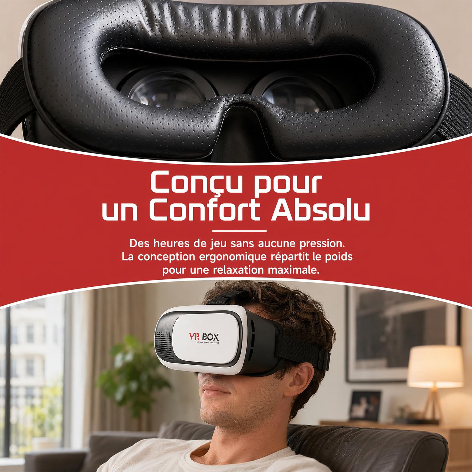 Casque de Réalité Virtuelle Intelligent Jeux Ordinateur Détente VR Box 2.0 Version VR Virtual Lunettes 3D + Bluetooth Télécommande