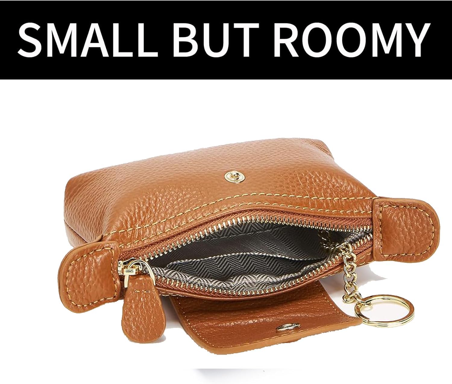 SENDEFN Small Leather Women Coin Purse, Women's Keychain Zipper Pocket Pouch Wallet - Image 4