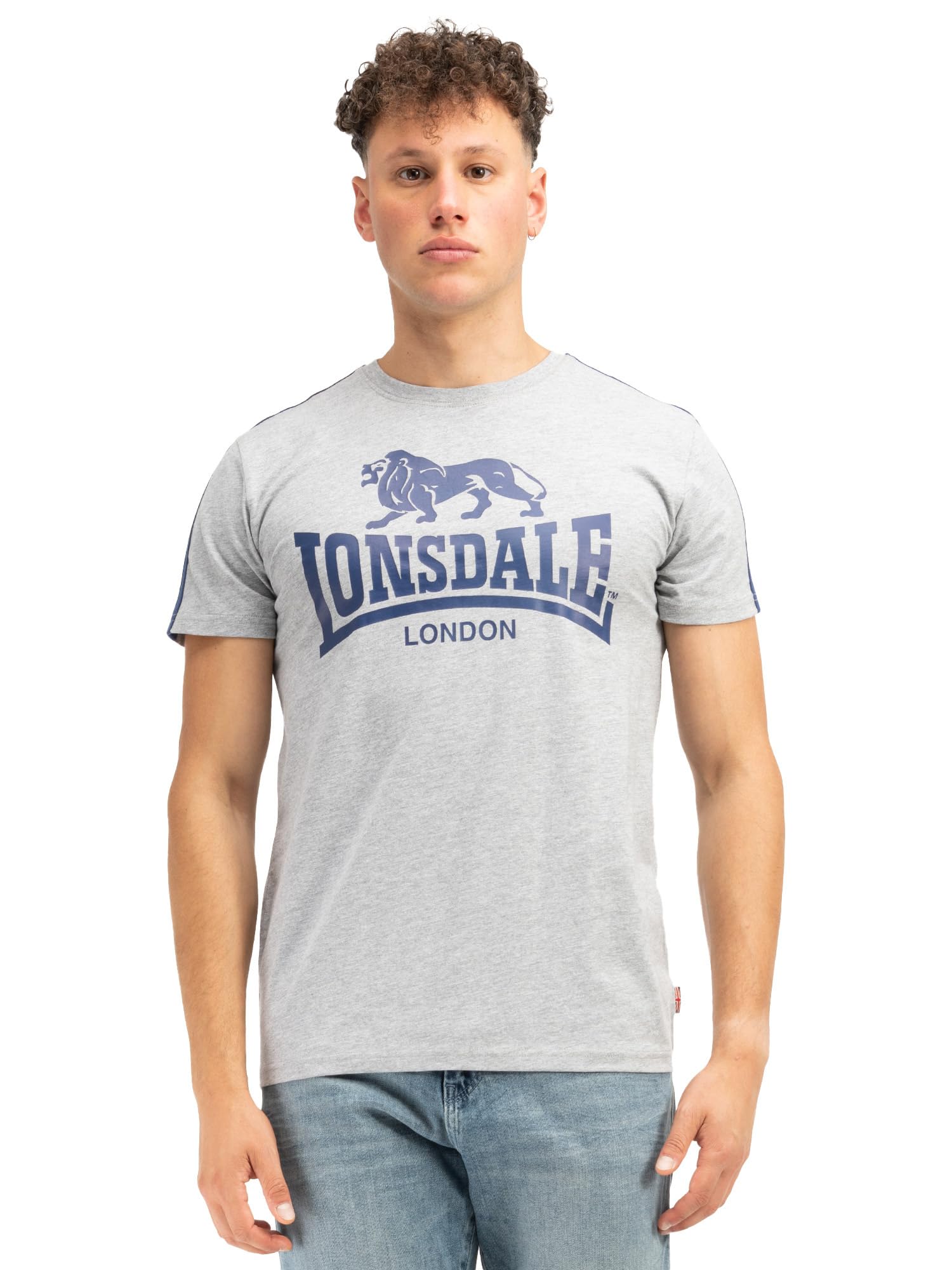 Lonsdale Men's Henconner T-Shirt, Marl Grey/Navy, XXL