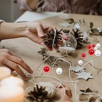 Vista 4 de Perlas de relleno de jarrón de Navidad: cuentas para decoración de jarrones, cuentas rojas y cuentas blancas para centros de mesa, 500 cuentas