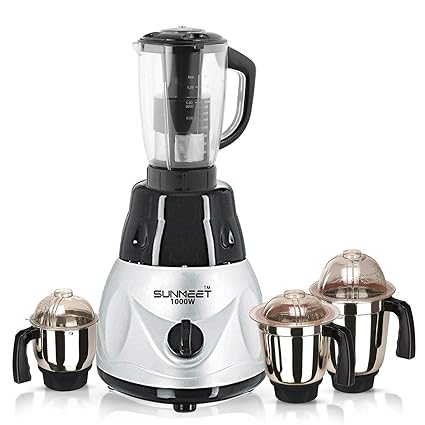 Sunmeet MG16-710 1000W Mixer Grinder Jars, Black-Silver